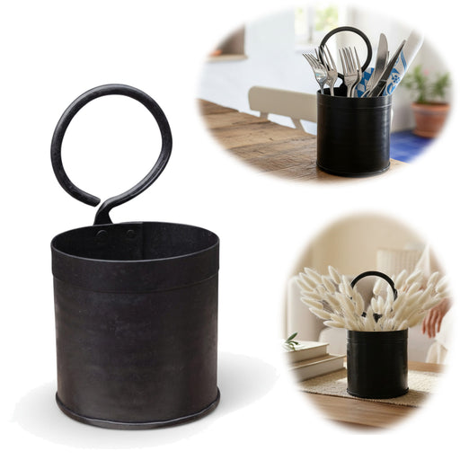 KI-generiertes Bild Vintage Besteckständer Dehli 20cm Rund 1-fach Griff Besteckkorb Utensilienhalter