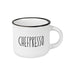 Vintage Espresso-Tasse 95ml Keramik "Chefpresso" Weiß Emaille-Look mit Spruch