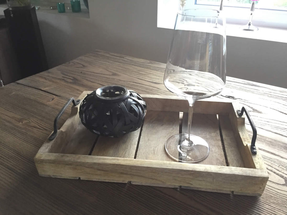 KI-generiertes Bild,Mango Serviertablett 38x25cm B-Ware Holz-Tablett Dekotablett Griff Henkel Shabby