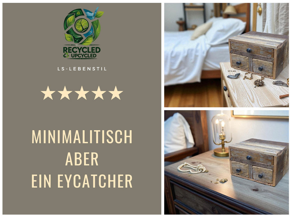 Vintage Aufbwahrungsbox 30cm recycelt Schubladenbox Holzbox Ordnungsbox
