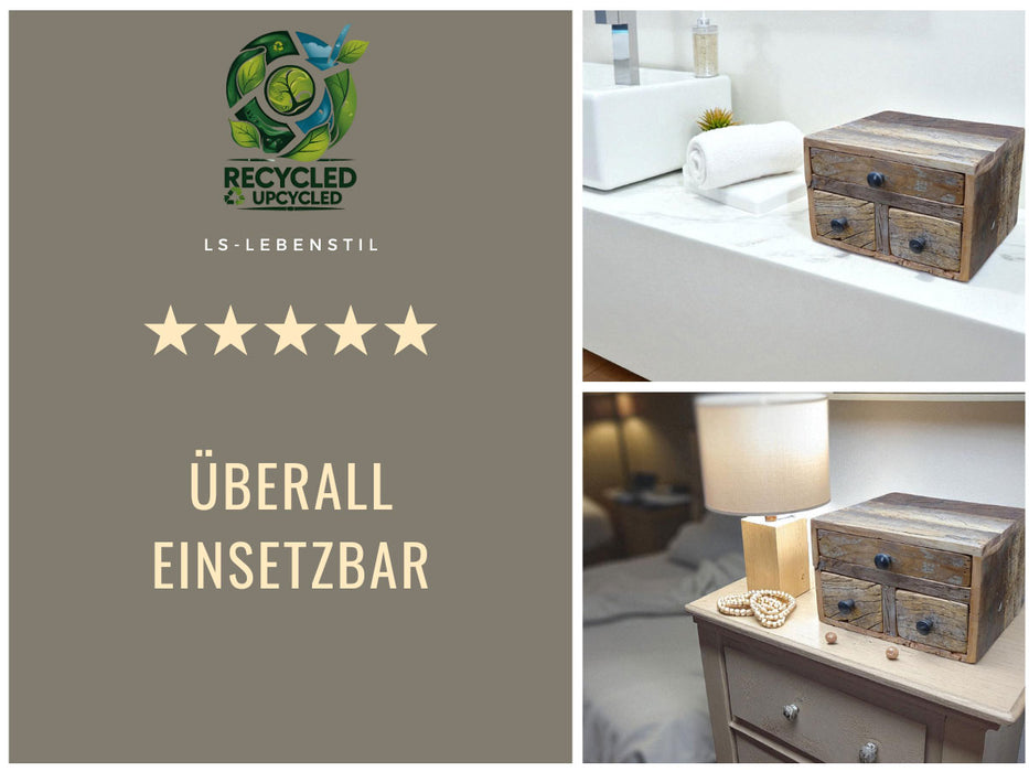 Vintage Aufbwahrungsbox 30cm recycelt Schubladenbox Holzbox Ordnungsbox