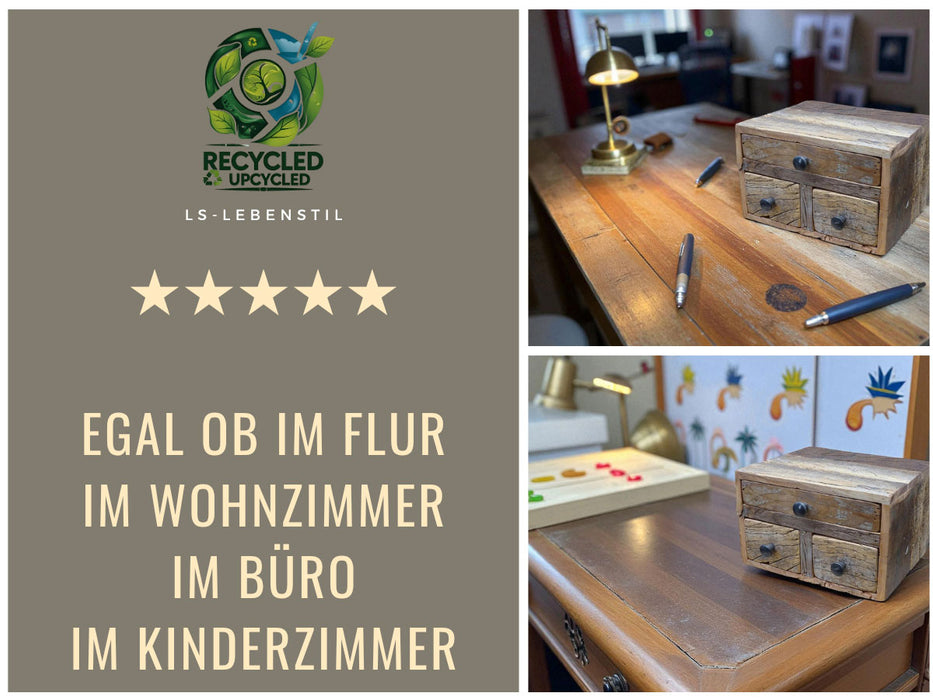 Vintage Aufbwahrungsbox 30cm recycelt Schubladenbox Holzbox Ordnungsbox