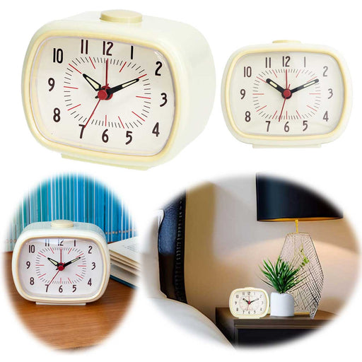 Vintage Reisewecker Creme 11x9cm Retro Analog Nostalgie Quarz-Wecker