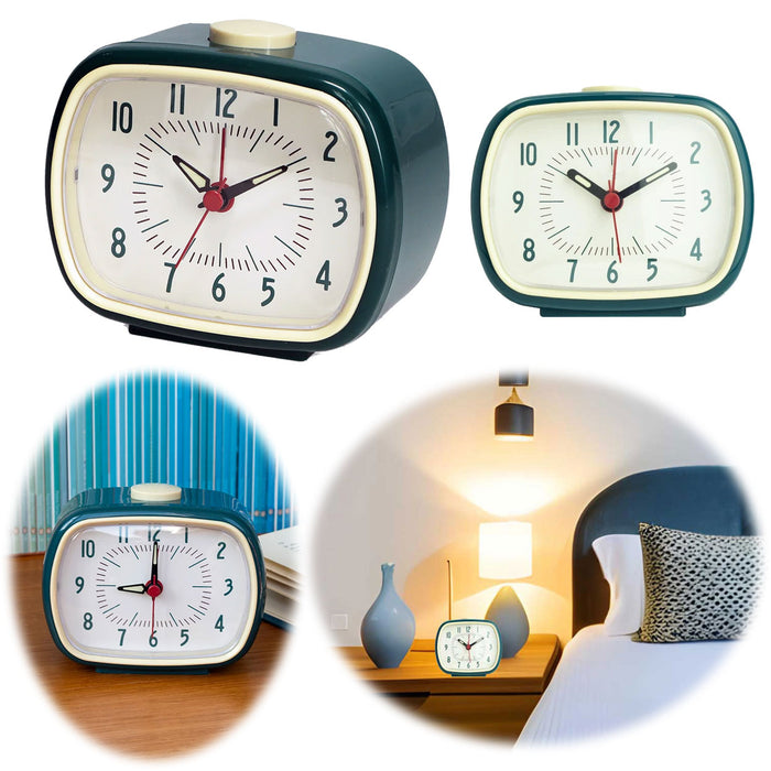 Vintage Reisewecker Petrol 11x9cm Retro Analog Nostalgie Quarz-Wecker