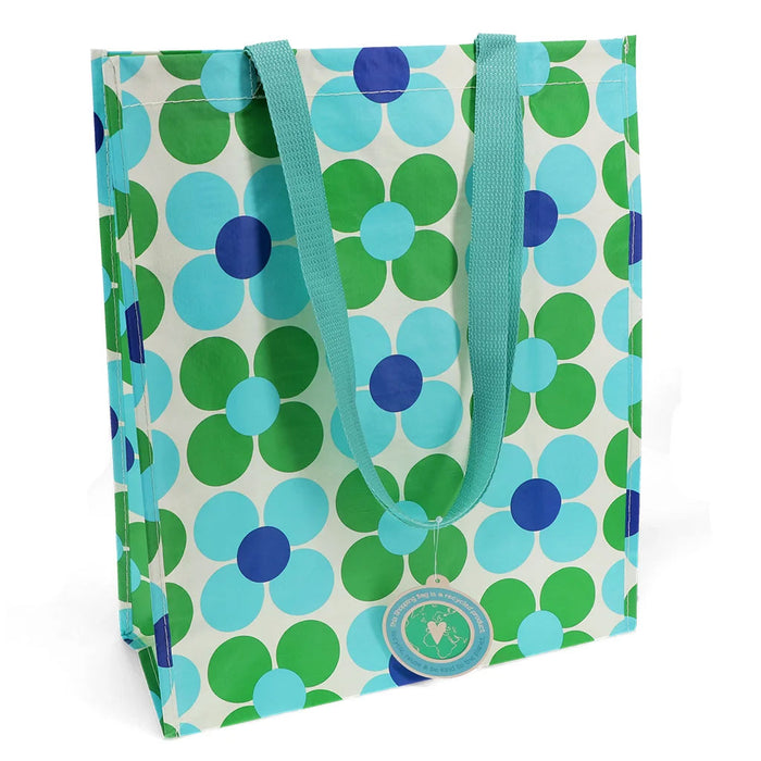 Shopper Einkaufstasche Daisy Blau Grün Recycelt faltbar Strandtasche Tragetasche