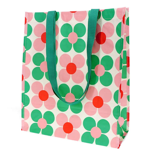 Shopper Einkaufstasche Daisy Pink Grün Recycelt faltbar Strandtasche Tragetasche