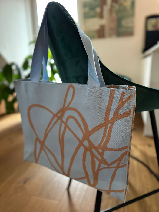 Vintage Shopper Palma Blau 35x45cm mit Reißverschluss Einkaufstasche Tragetasche