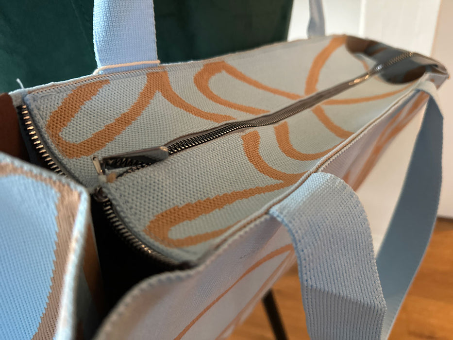 Vintage Shopper Palma Blau 35x45cm mit Reißverschluss Einkaufstasche Tragetasche