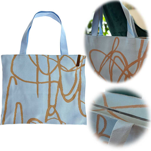 Vintage Shopper Palma Blau 35x45cm mit Reißverschluss Einkaufstasche Tragetasche