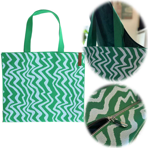 Vintage Shopper Palma Grün 35x45cm mit Reißverschluss Einkaufstasche Tragetasche