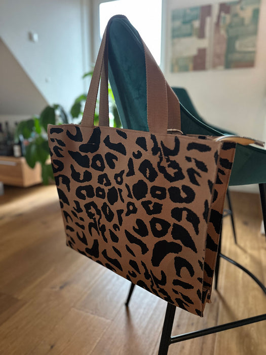 Vintage Shopper Palma Leo 35x45cm mit Reißverschluss Einkaufstasche Tragetasche