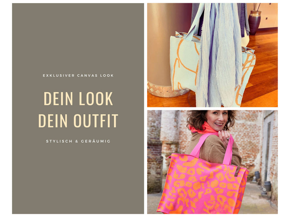 Vintage Shopper Palma Grün 35x45cm mit Reißverschluss Einkaufstasche Tragetasche