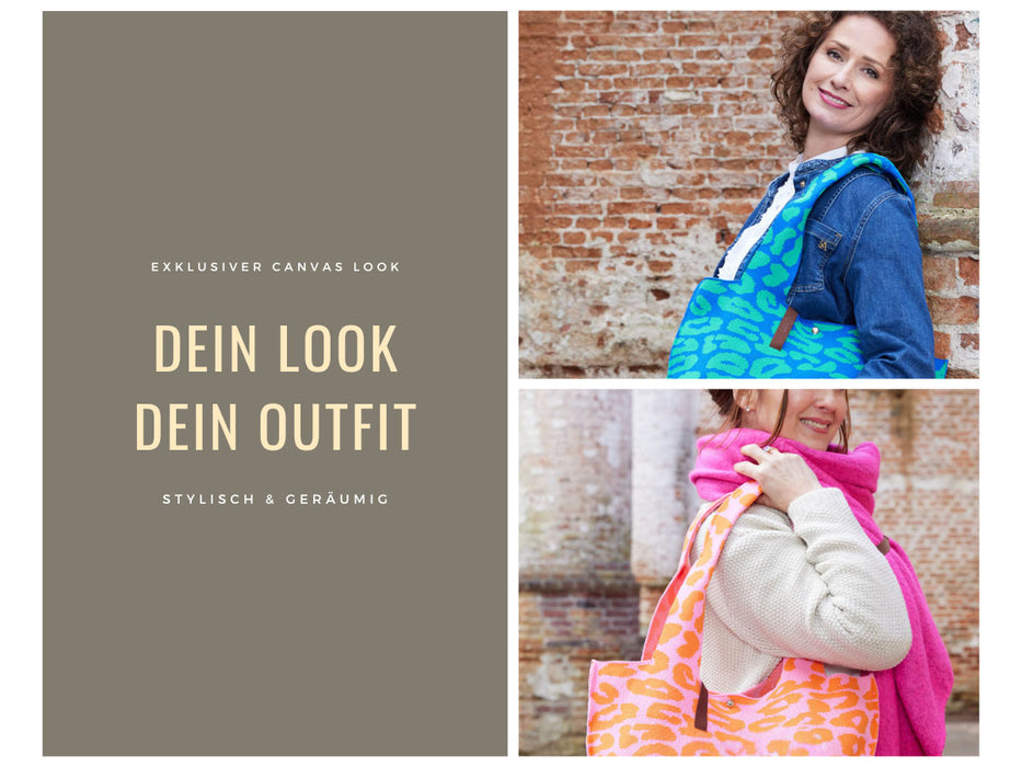 Vintage Shopper Palma Orange 43x35cm mit Magnetverschluss Einkaufstasche Tragetasche