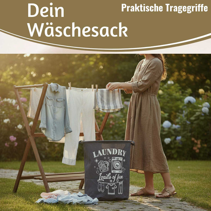 KI-generiertes Bild,Vintage Wäschesack Wäschekorb Laundry 50cm Dunkel Grau Faltbar Wäschesammler