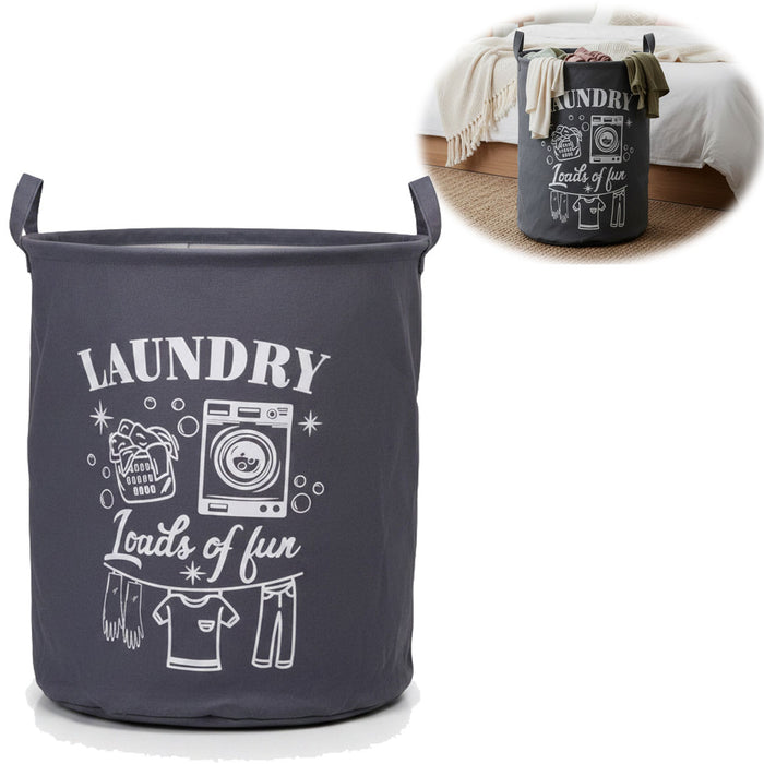 KI-generiertes Bild Vintage Wäschesack Wäschekorb Laundry 50cm Dunkel Grau Faltbar Wäschesammler
