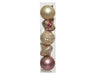 KI-generiertes Bild,5 Vintage Christbaumkugeln 8cm Kunststoff Rosa Pink Gold Weihnachtskugeln