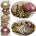 KI-generiertes Bild 5 Vintage Christbaumkugeln 8cm Kunststoff Rosa Pink Gold Weihnachtskugeln