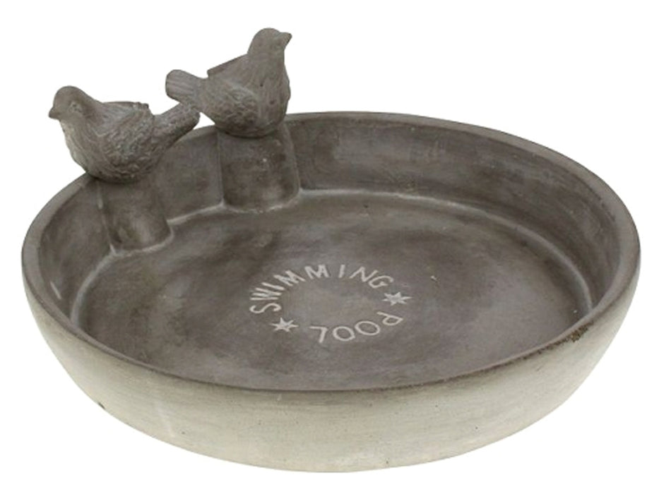 Vintage Vogeltränke 25cm Swimming Pool Grau Vogelbad Balkon Terrasse Garten