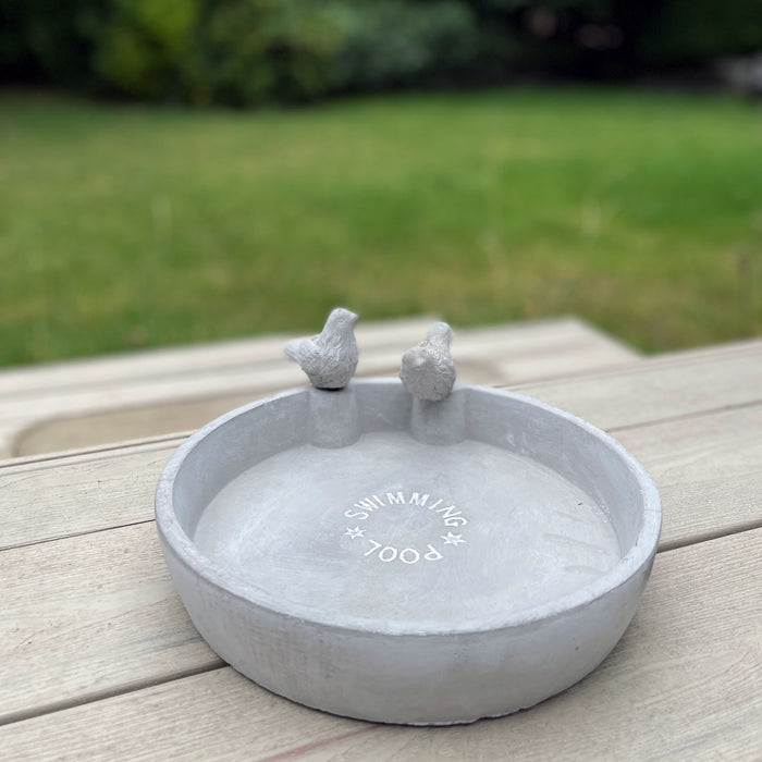 Vintage Vogeltränke 25cm Swimming Pool Grau Vogelbad Balkon Terrasse Garten