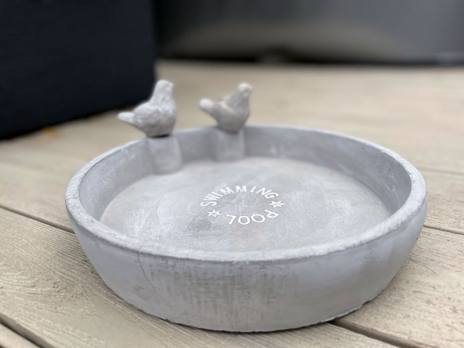Vintage Vogeltränke 25cm Swimming Pool Grau Vogelbad Balkon Terrasse Garten