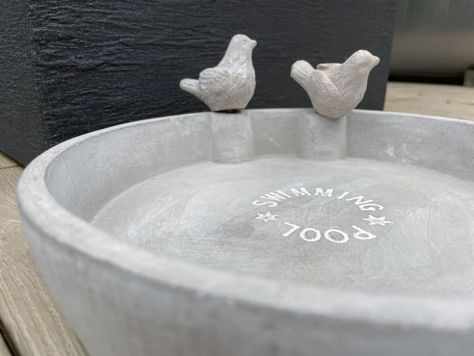 Vintage Vogeltränke 25cm Swimming Pool Grau Vogelbad Balkon Terrasse Garten