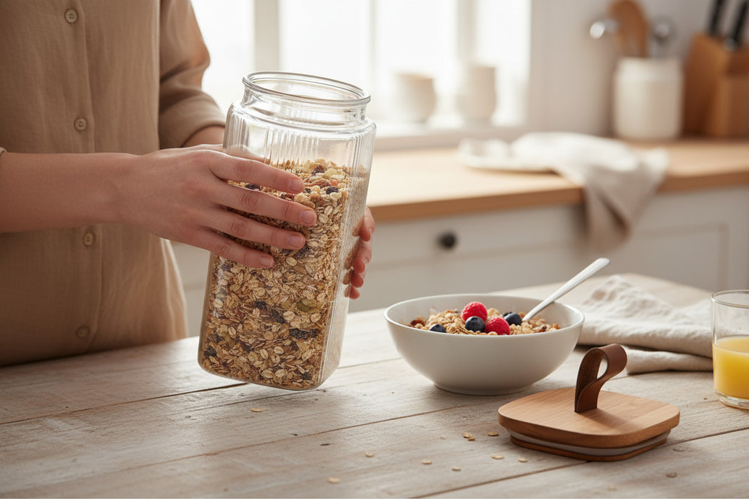 Vorratsdose aus Glas 1900ml 28x10cm mit Deckel Vorratsglas Luftdicht Küche Organizer