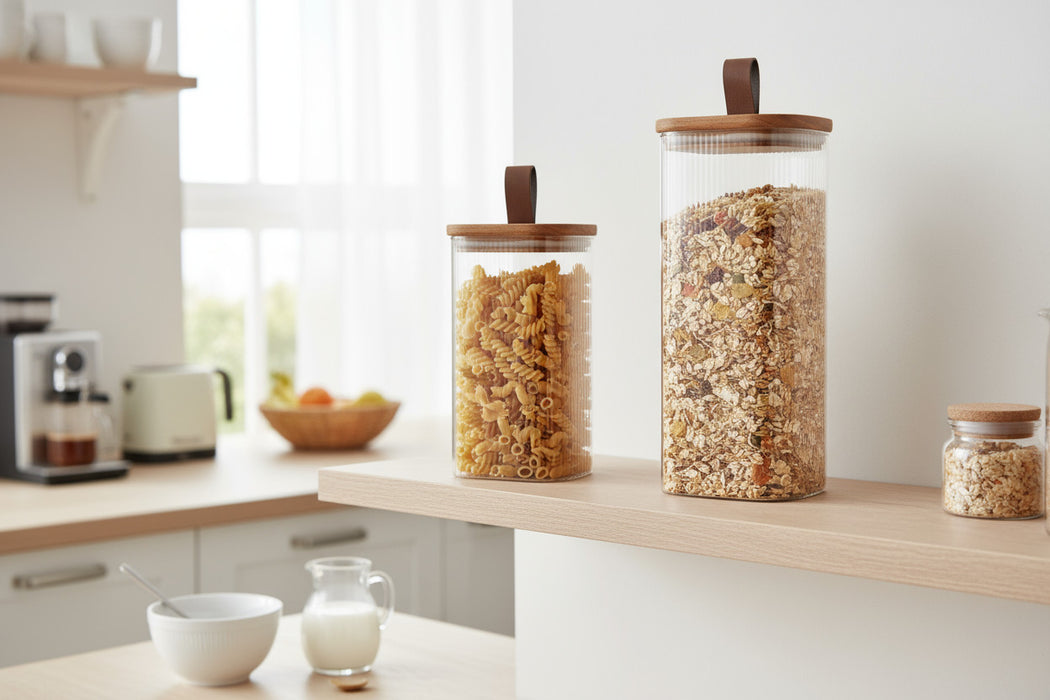 Vorratsdose aus Glas 1900ml 28x10cm mit Deckel Vorratsglas Luftdicht Küche Organizer