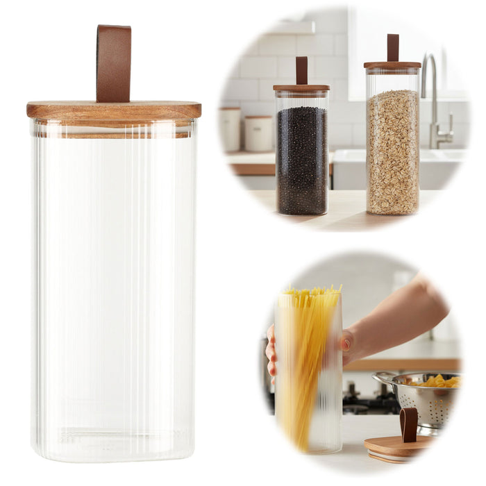 KI-generiertes Bild Vorratsdose aus Glas 1900ml 28x10cm mit Deckel Vorratsglas Luftdicht Küche Organizer