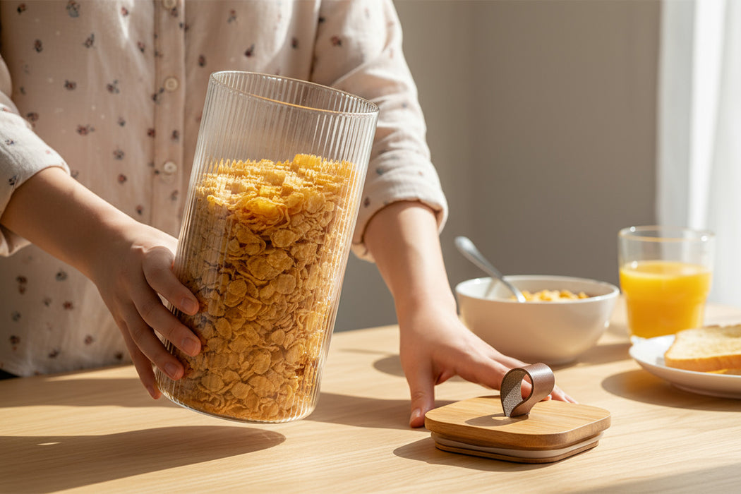 Vorratsdose aus Glas 1500ml 21x10cm mit Deckel Vorratsglas Luftdicht Küche Organizer
