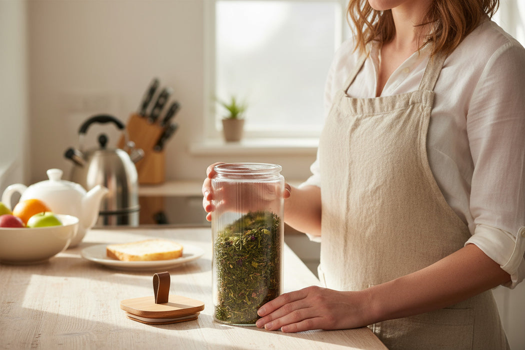 Vorratsdose aus Glas 1500ml 21x10cm mit Deckel Vorratsglas Luftdicht Küche Organizer