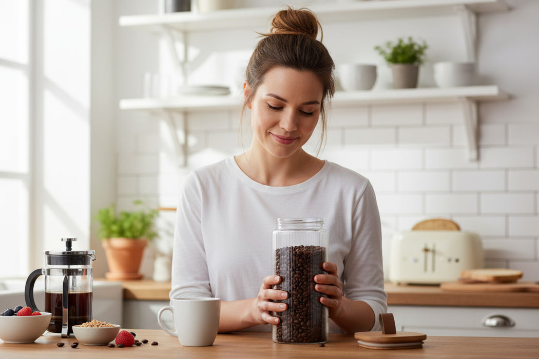 Vorratsdose aus Glas 1500ml 21x10cm mit Deckel Vorratsglas Luftdicht Küche Organizer