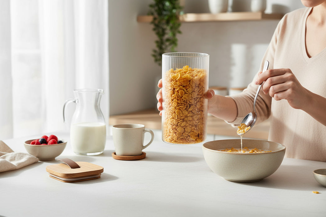 Vorratsdose aus Glas 1500ml 21x10cm mit Deckel Vorratsglas Luftdicht Küche Organizer