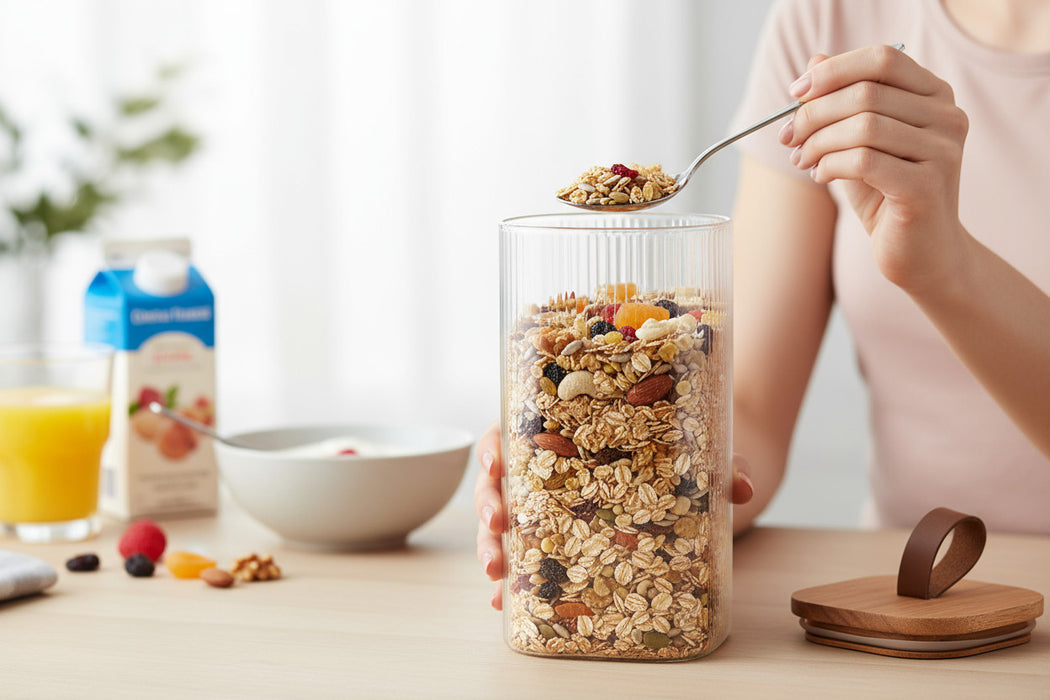 Vorratsdose aus Glas 1500ml 21x10cm mit Deckel Vorratsglas Luftdicht Küche Organizer