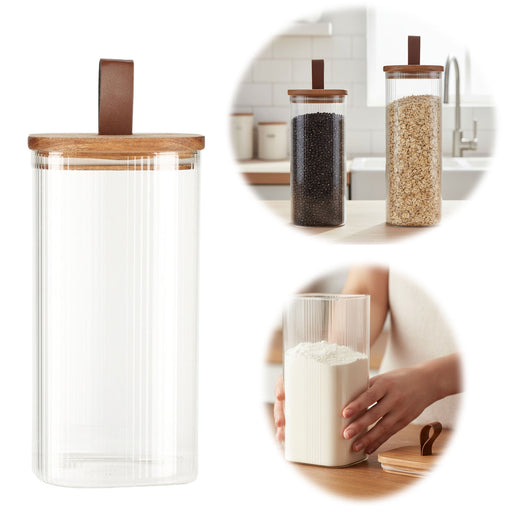 KI-generiertes Bild Vorratsdose aus Glas 1500ml 21x10cm mit Deckel Vorratsglas Luftdicht Küche Organizer