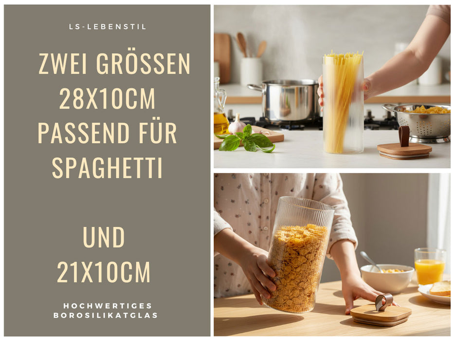 Vorratsdosen 2´er Set aus Glas mit Deckel Vorratsglas Luftdicht Küche Organizer