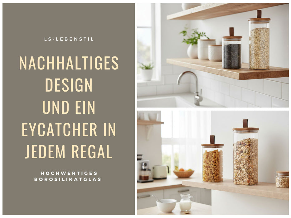 Vorratsdosen 2´er Set aus Glas mit Deckel Vorratsglas Luftdicht Küche Organizer