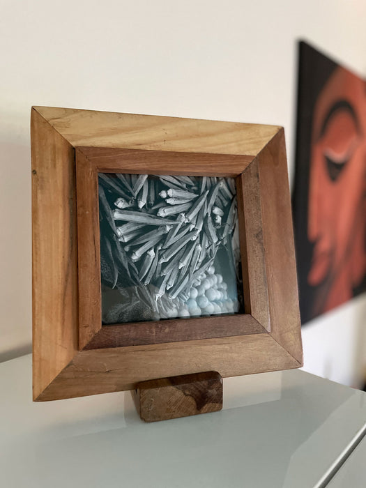 Vintage Wand Bilderrahmen 15x15cm Nature Fundholz Recycelt Fotorahmen Retro