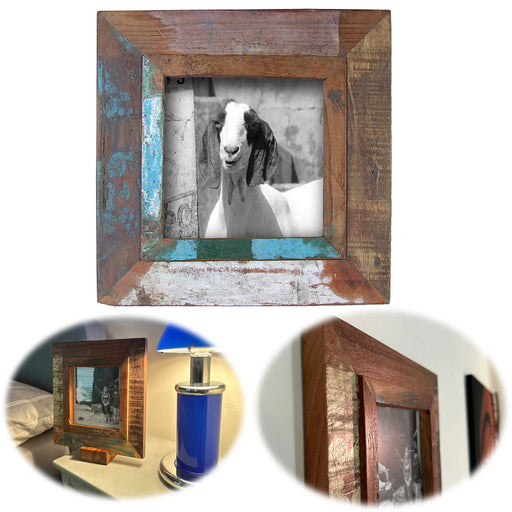 Vintage Wand Bilderrahmen 15x15cm Dehli Fundholz Recycelt Fotorahmen Retro