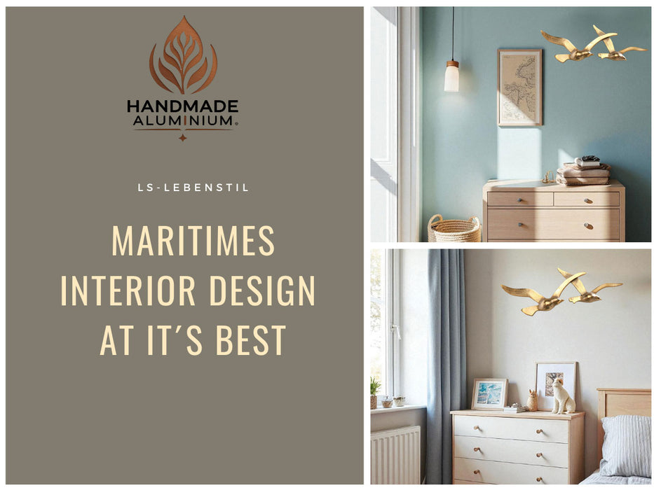 Wand-Objekt Möwe 2-fach 39cm Aluminium Gold Vogel Deko-Objekt Deko-Figur