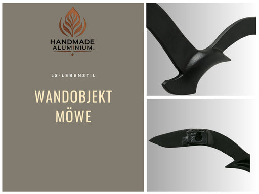 Wand-Objekt Möwe 35cm Aluminium Schwarz Vogel Deko-Objekt Deko-Figur