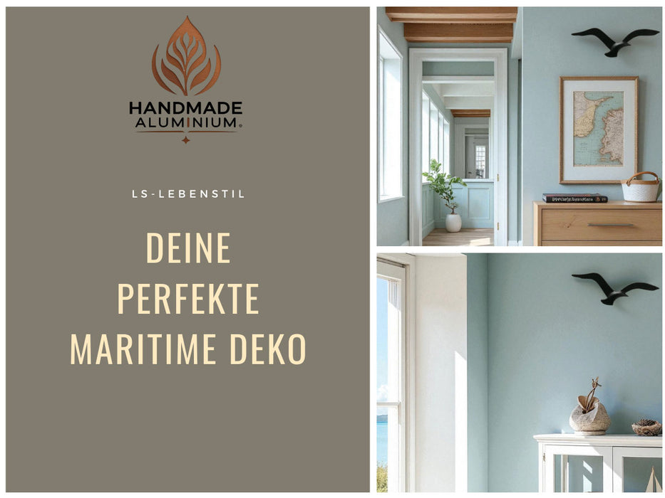 Wand-Objekt Möwe 35cm Aluminium Schwarz Vogel Deko-Objekt Deko-Figur