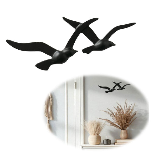 Wand-Objekt Möwe 2-fach 39cm Aluminium Schwarz Vogel Deko-Objekt Deko-Figur