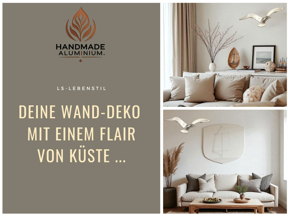 Wand-Objekt Möwe 35cm Aluminium Silber Vogel Deko-Objekt Deko-Figur