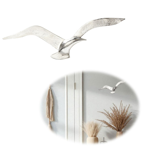Wand-Objekt Möwe 35cm Aluminium Silber Vogel Deko-Objekt Deko-Figur