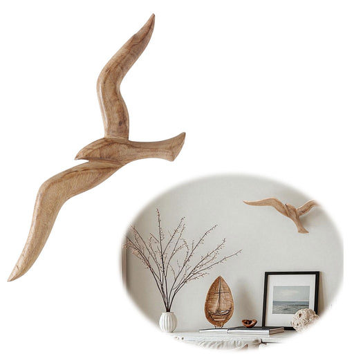 Wand-Objekt Möwe 46cm Mango Holz Braun Vogel Deko-Objekt Deko-Figur