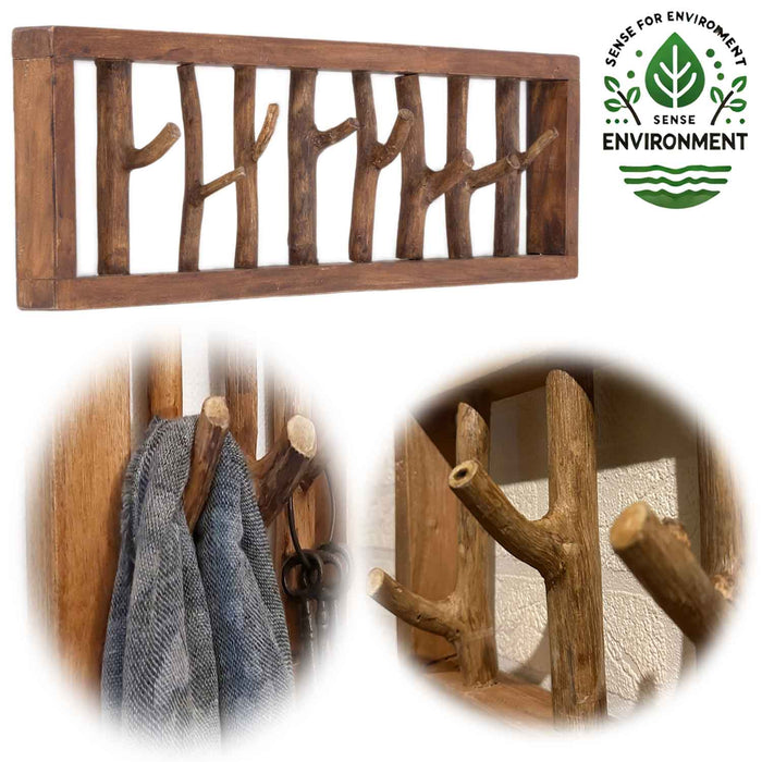 Vintage Wandgarderobe 8 Ast-Haken ♻️ Fundholz ♻️ 80cm Baumstamm Garderobenleiste