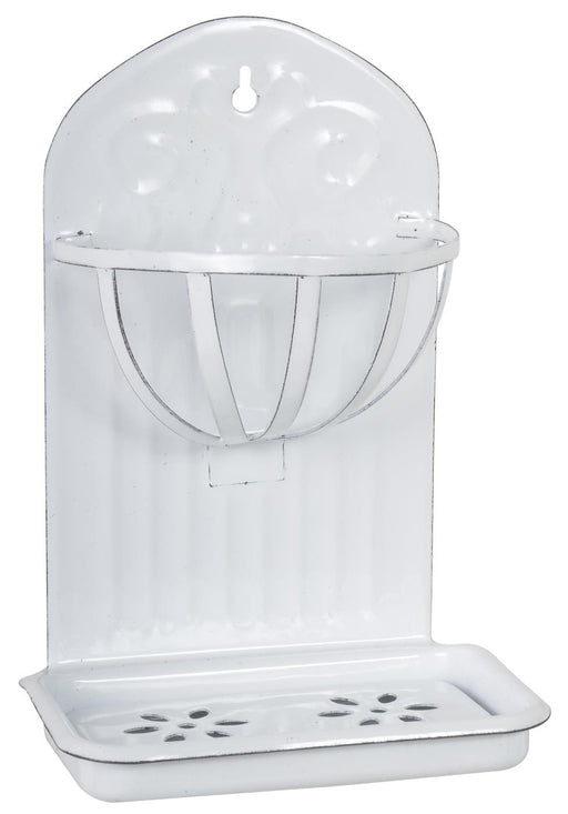 IB Laursen Seifenschale Emaille Weiß 21cm Wandmontage Seifenhalter Seifenablage