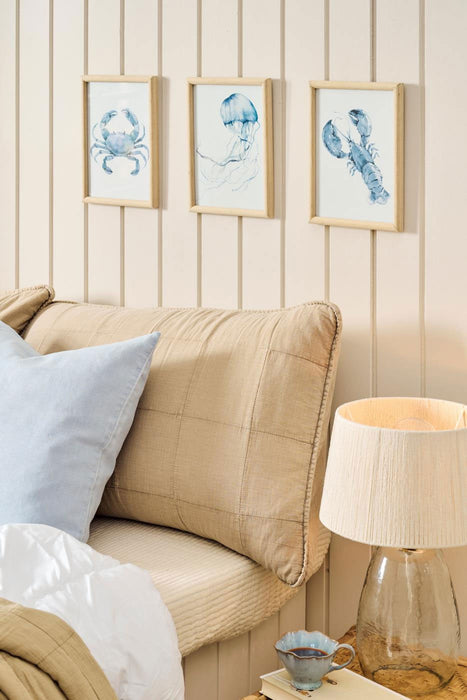 Vintage Wandbild Sylt Motiv Krebs 20x28cm Holzrahmen Glas-Scheibe maritime Deko