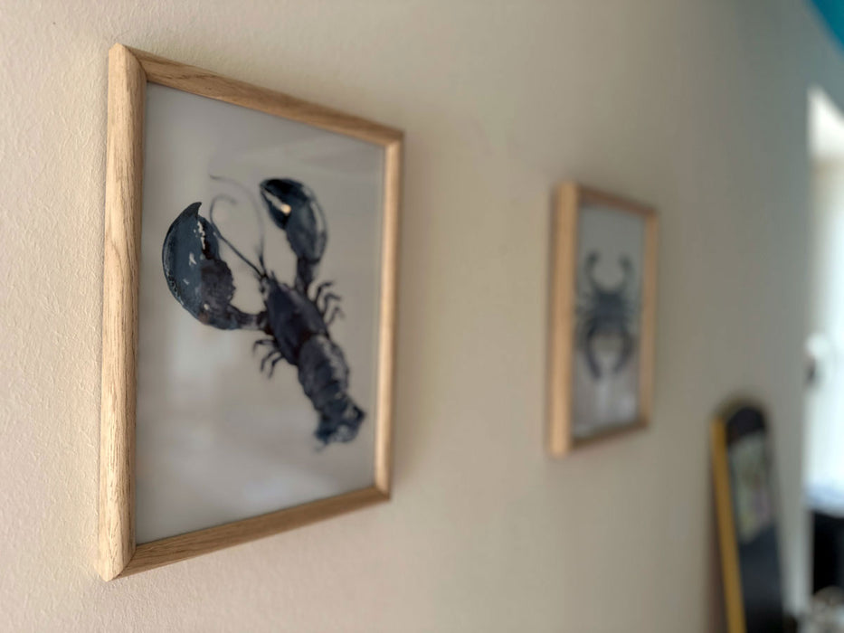 Vintage Wandbild Sylt Motiv Hummer 20x28cm Holzrahmen Glas-Scheibe maritime Deko