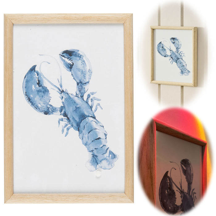 Vintage Wandbild Sylt Motiv Hummer 20x28cm Holzrahmen Glas-Scheibe maritime Deko